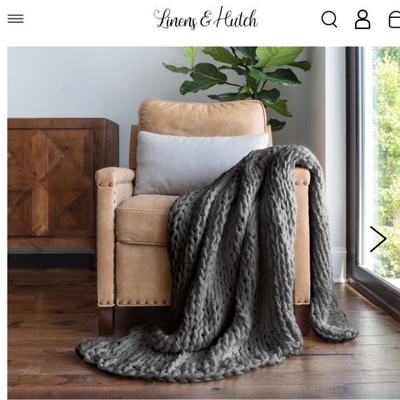 Luxurious Gray Chunky Knit Throw Blanket by Linens & Hutch - Picture 1 of 7